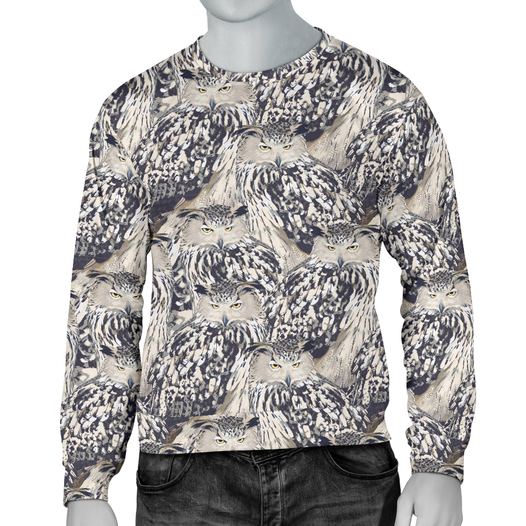 Owl Realistic Themed Design Print Men Long Sleeve Sweatshirt
