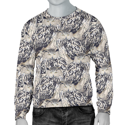 Owl Realistic Themed Design Print Men Long Sleeve Sweatshirt