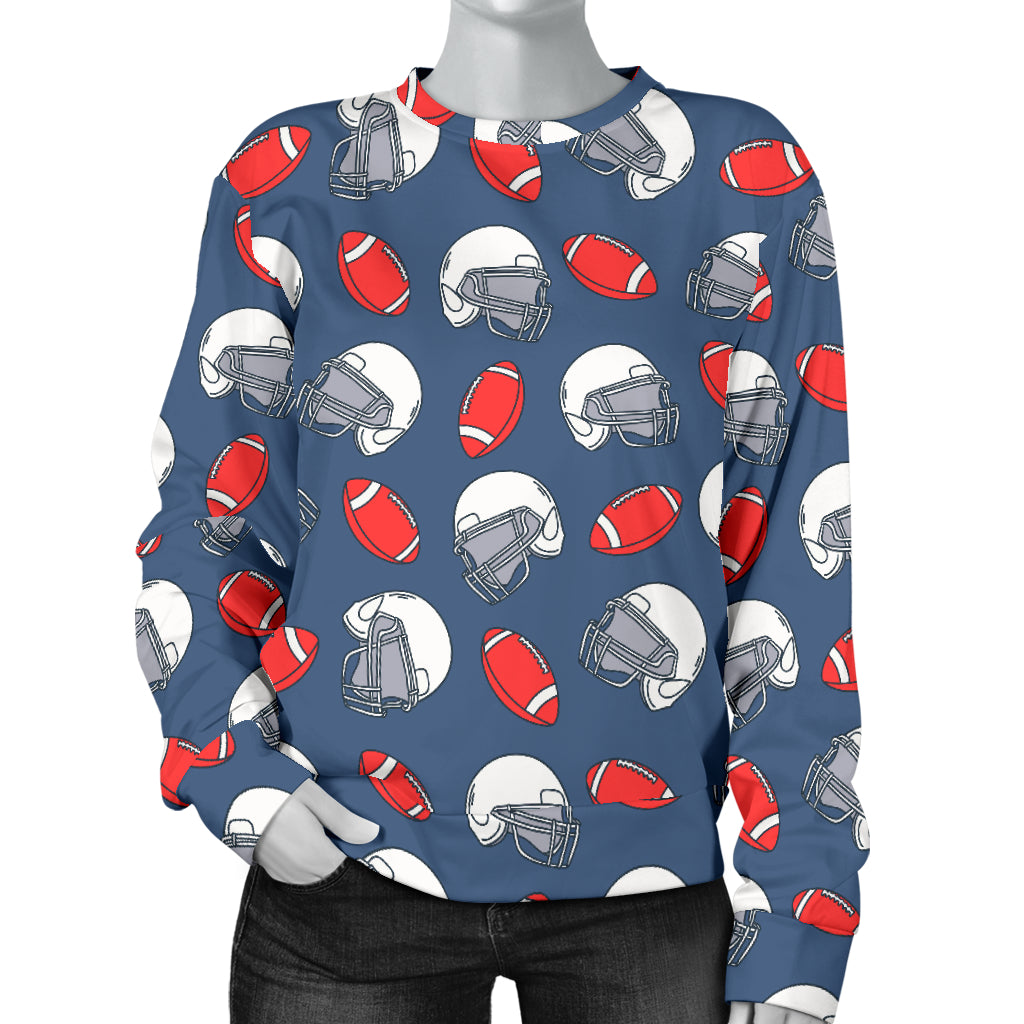 American Football Helmet Design Pattern Women Long Sleeve Sweatshirt
