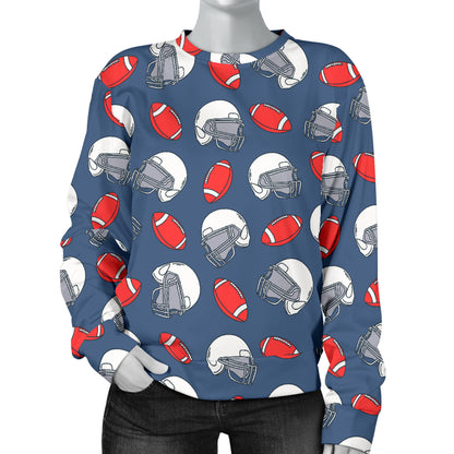 American Football Helmet Design Pattern Women Long Sleeve Sweatshirt