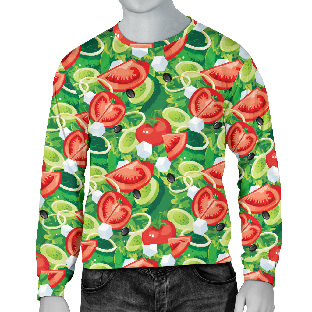 Vegan Salad Themed Design Print Men Long Sleeve Sweatshirt