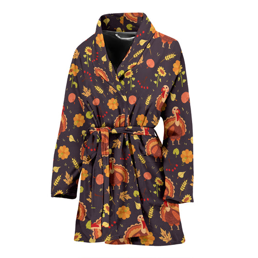 Thanksgiving Print Design LKS305 Women Bathrobe
