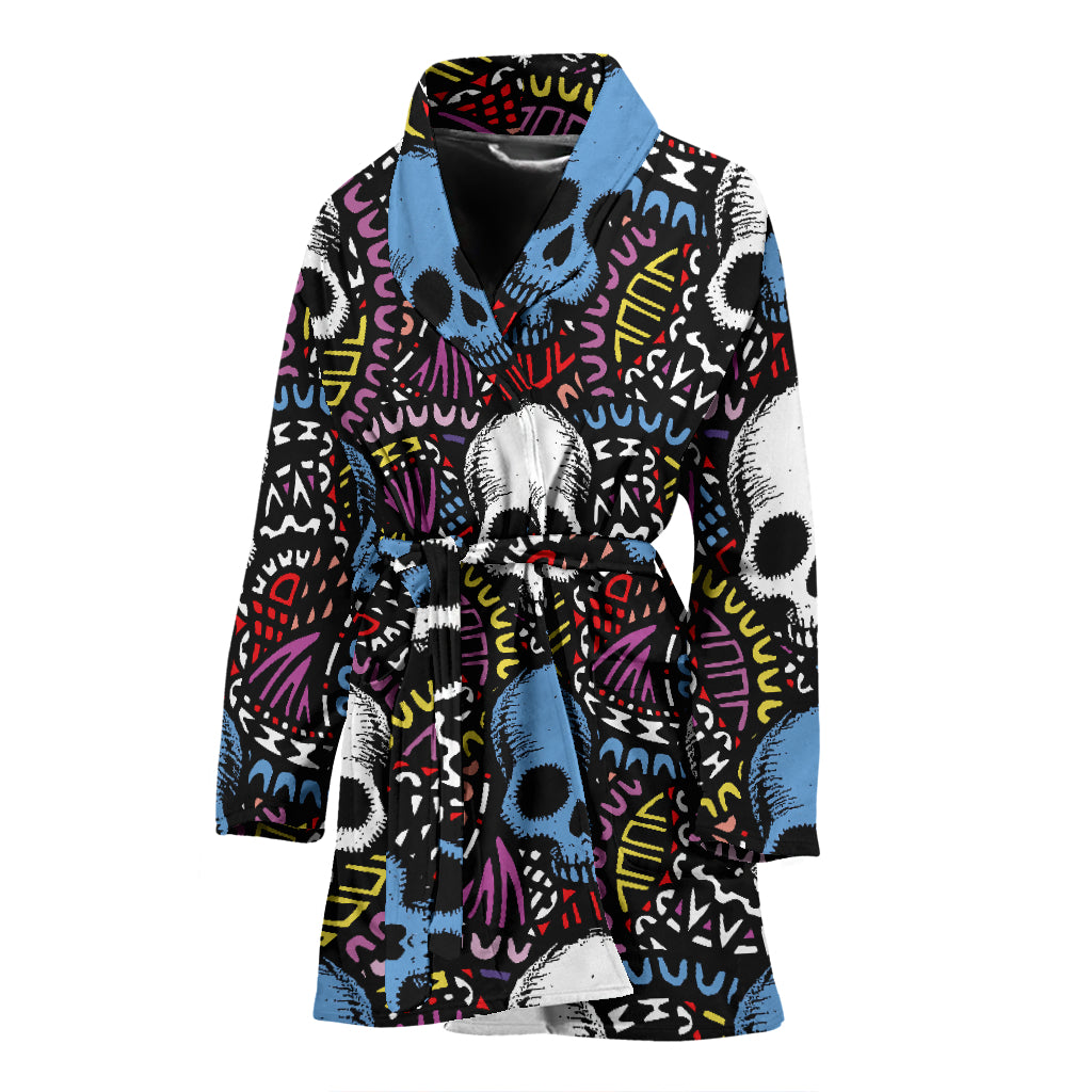 Skull Print Design LKS305 Women Bathrobe