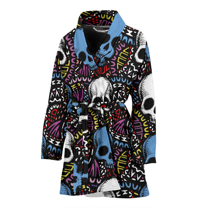 Skull Print Design LKS305 Women Bathrobe