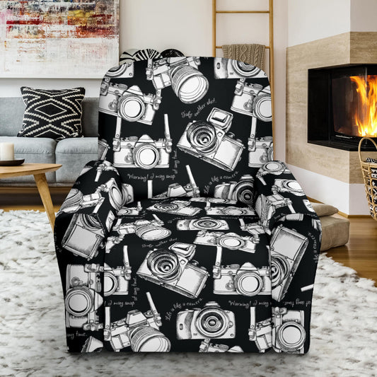 Camera Pattern Print Design 01 Recliner Slipcover with Pocket