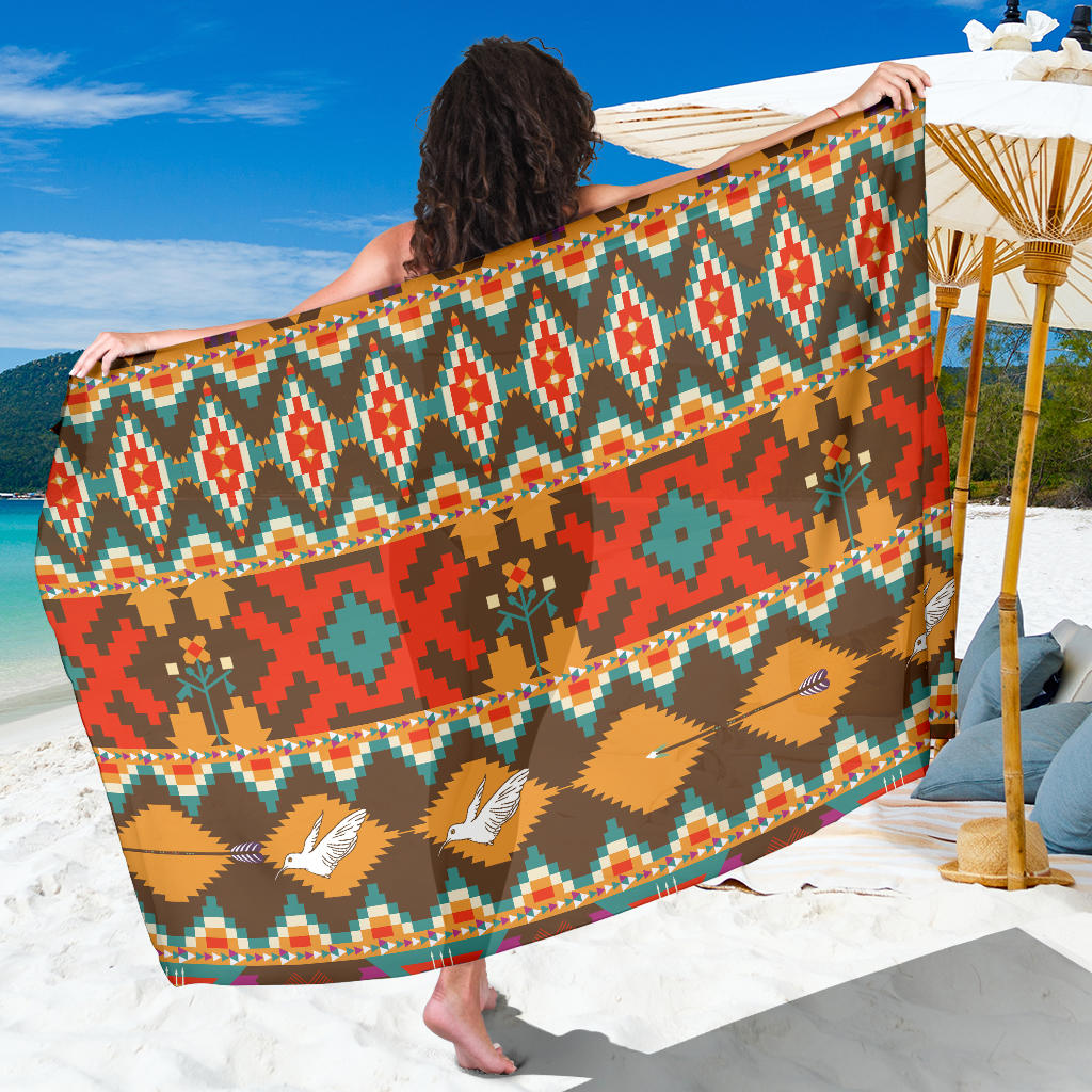 Native Pattern Print Design A01 Sarong Pareo Wrap