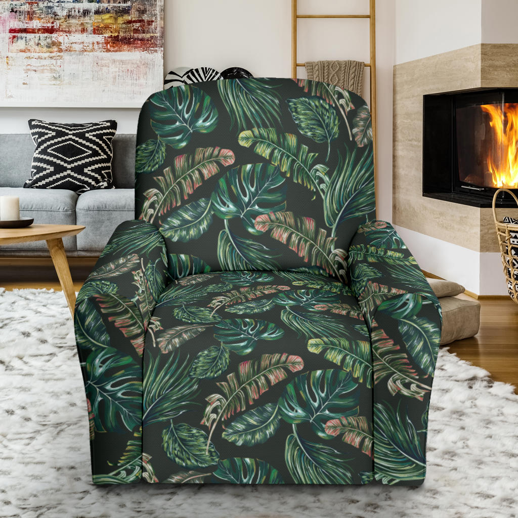 Banana Leaf Pattern Print Design 05 Recliner Slipcover with Pocket