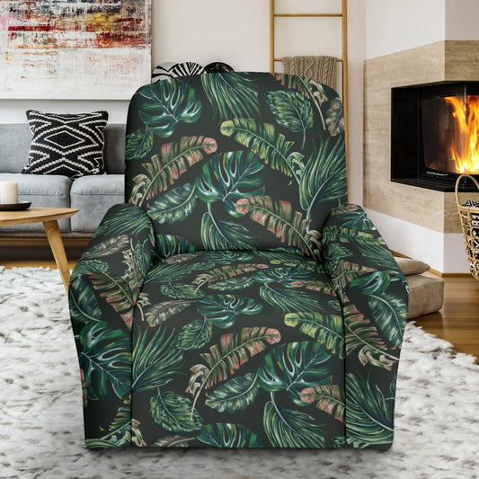 Banana Leaf Pattern Print Design 05 Recliner Slipcover with Pocket