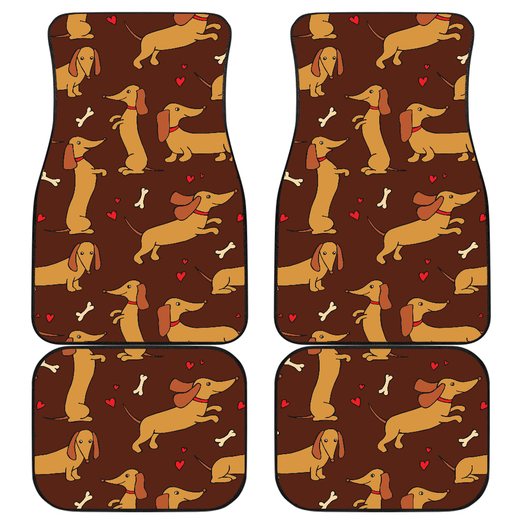Dachshund Happy Print Pattern Car Floor Mats Front Back