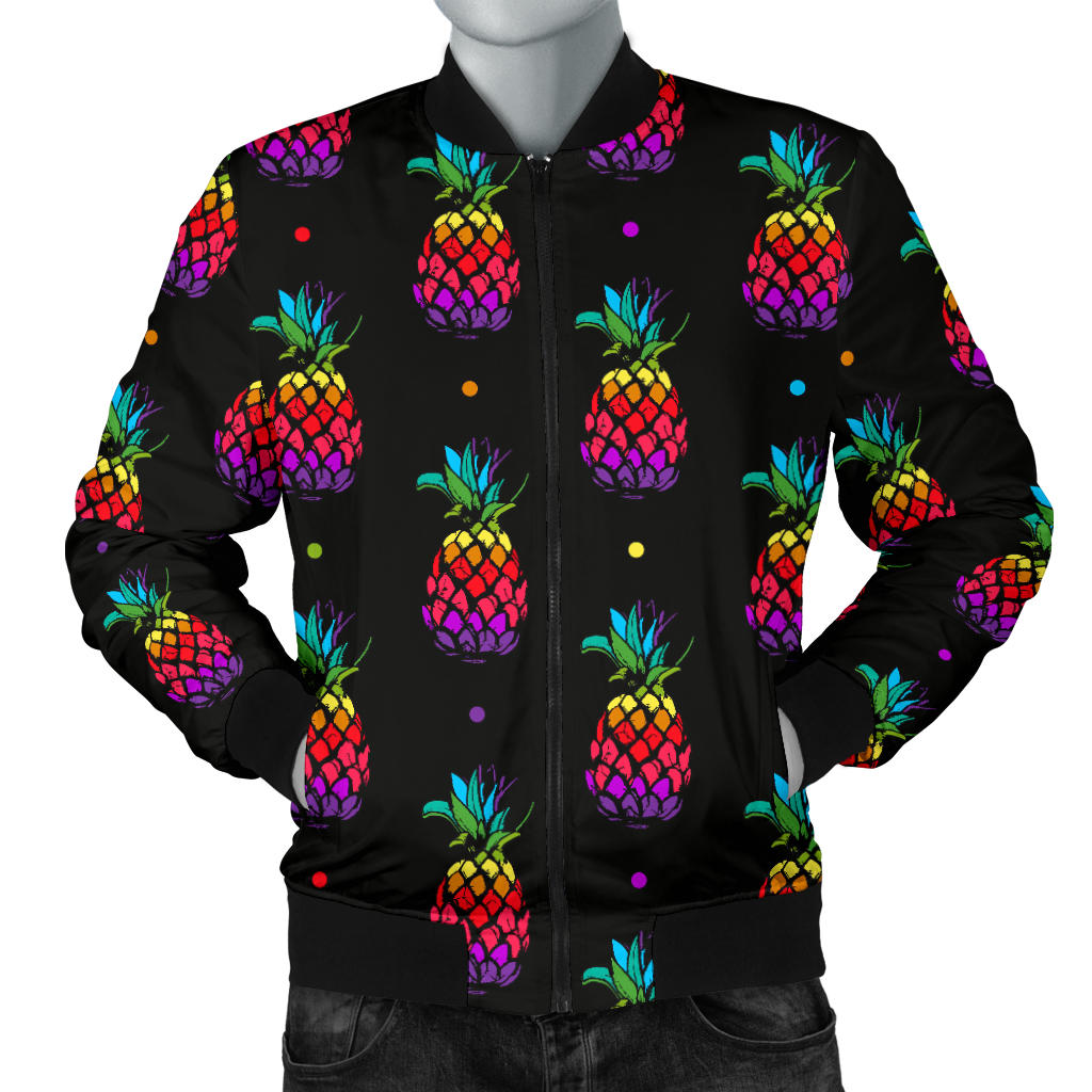 Pineapple Rainbow Dot Print Men Bomber Jacket