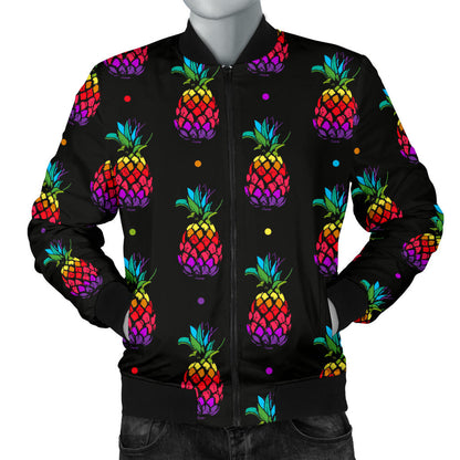 Pineapple Rainbow Dot Print Men Bomber Jacket