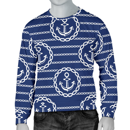 Anchor Stripe Pattern Men Long Sleeve Sweatshirt