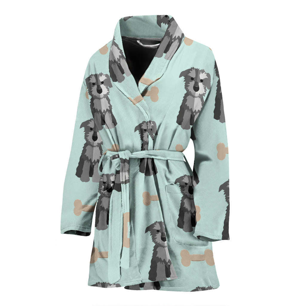 Schnauzers Pattern Print Design A03 Women Bathrobe