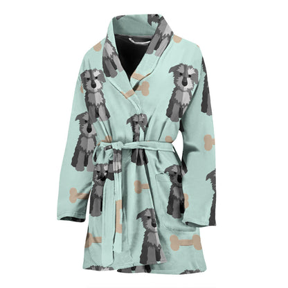 Schnauzers Pattern Print Design A03 Women Bathrobe