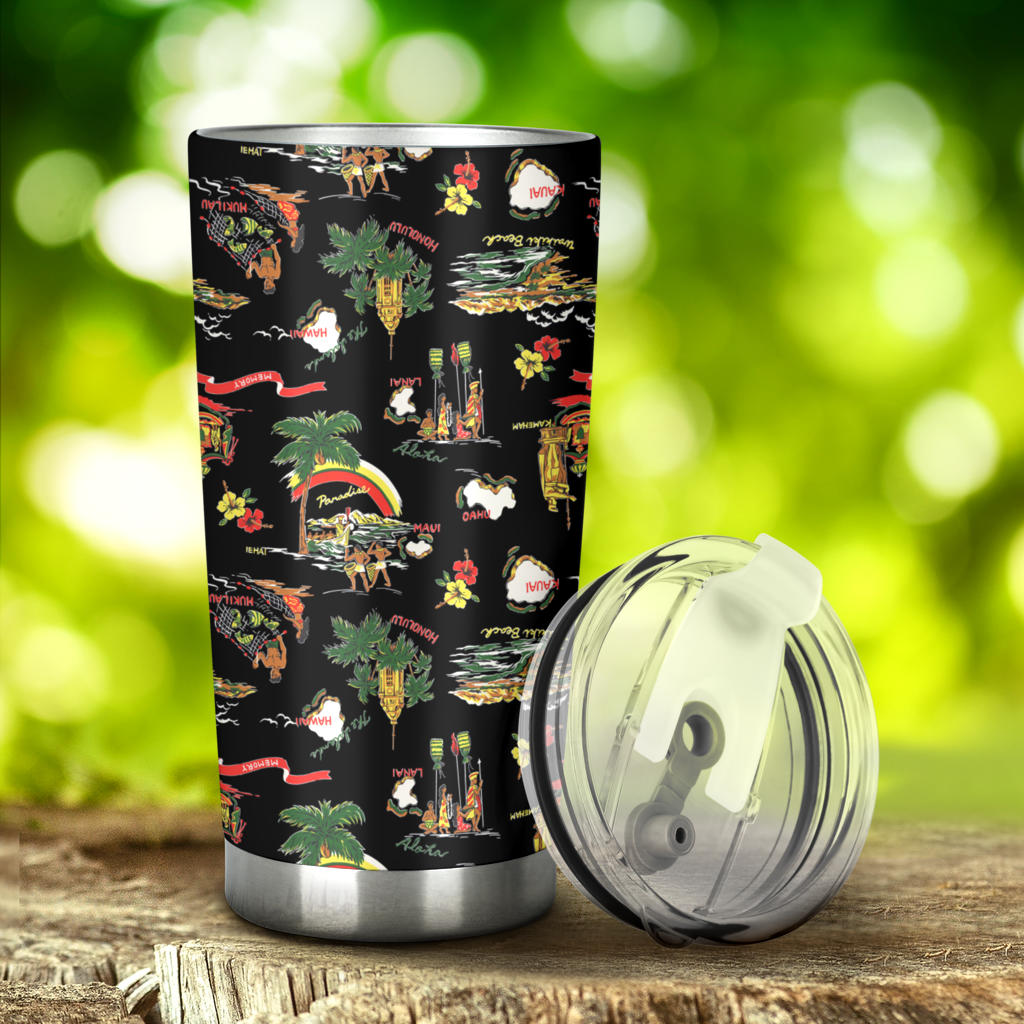 Hawaiian Island Themed Print Tumbler
