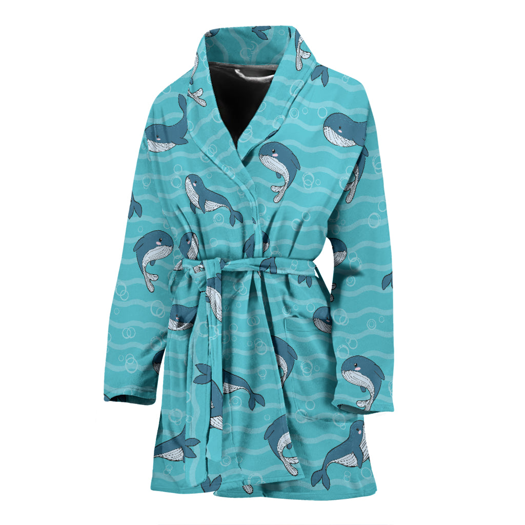 Whale Print Design LKS303 Women Bathrobe