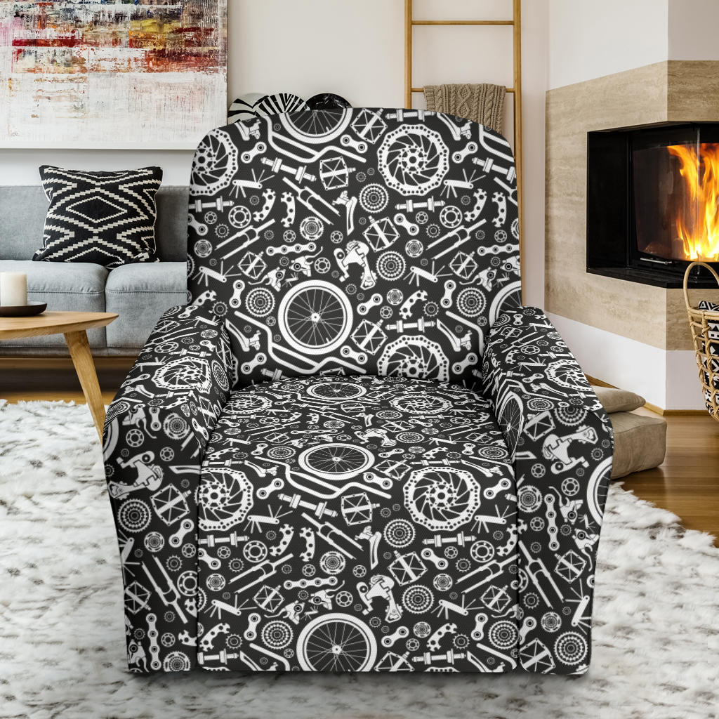 Bicycle Tools Pattern Print Design 02 Recliner Slipcover with Pocket