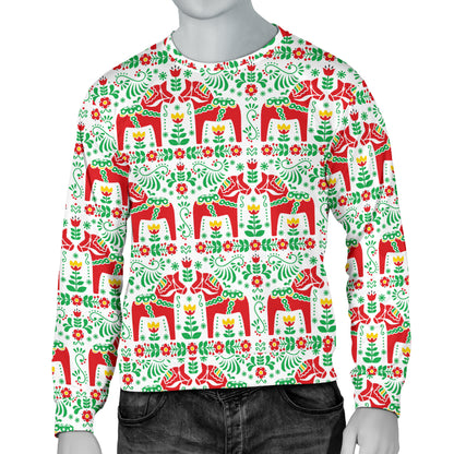 Swedish Dala Style Pattern Men Long Sleeve Sweatshirt