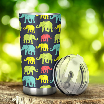Elephant Neon Color Print Pattern Tumbler