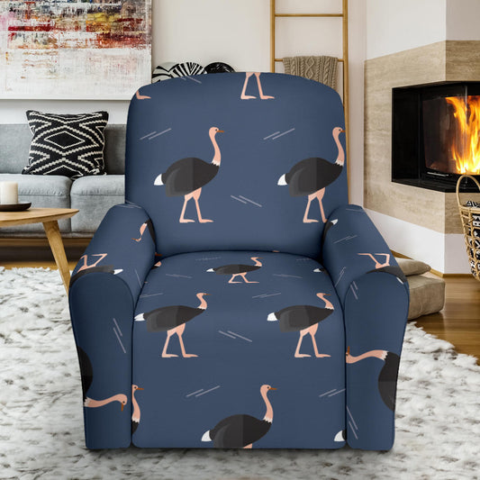 Ostrich Pattern Print Design 04 Recliner Slipcover with Pocket