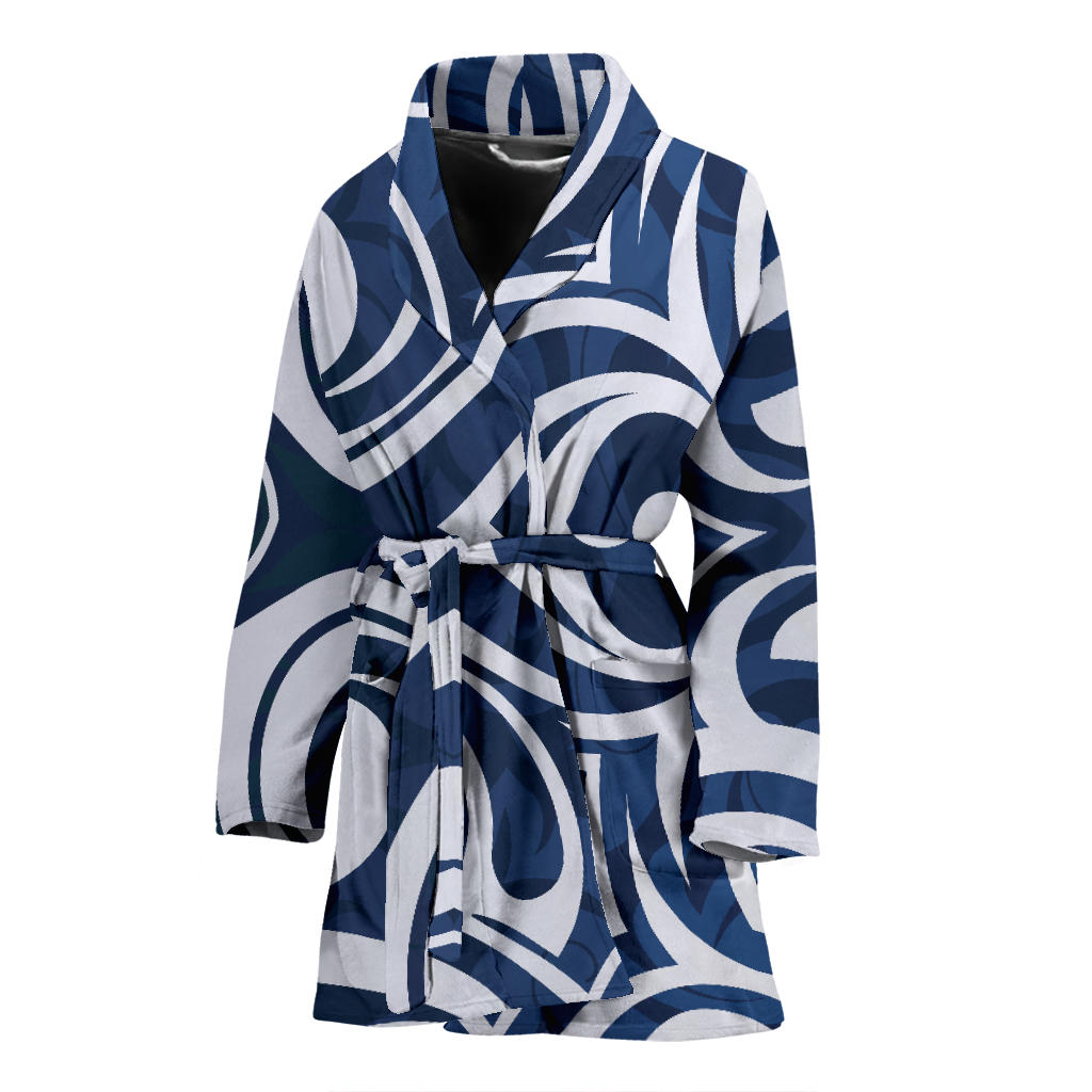 Maori Pattern Print Design 01 Women Bathrobe