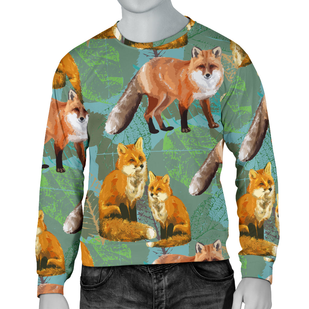 Fox Autumn leaves Themed Men Long Sleeve Sweatshirt