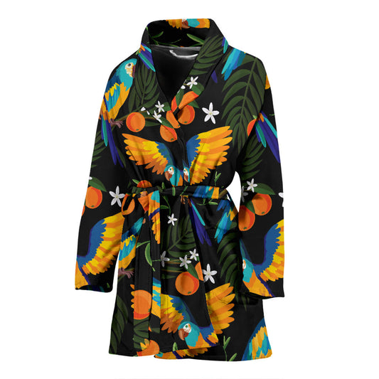 Macaw Pattern Print Design 03 Women Bathrobe
