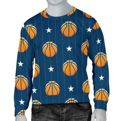 Basketball Star Print Pattern Men Long Sleeve Sweatshirt