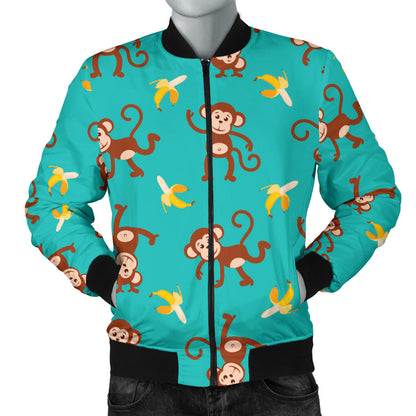 Monkey Banana Design Themed Print Men Bomber Jacket