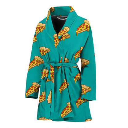 Pizza Pattern Print Design A03 Women Bathrobe