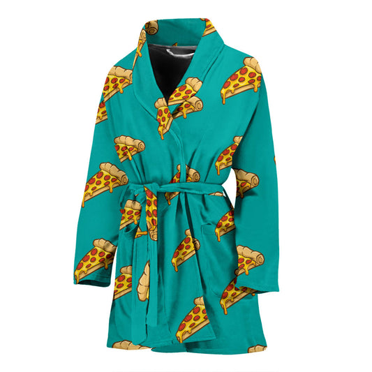 Pizza Pattern Print Design A03 Women Bathrobe