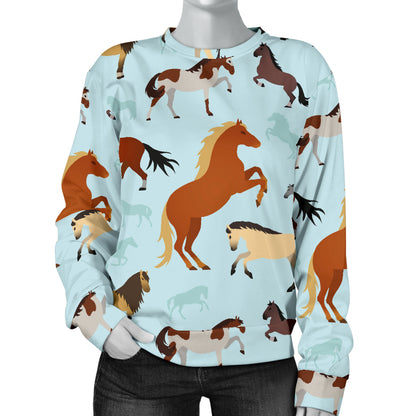 Horse Cute Themed Pattern Print Women Long Sleeve Sweatshirt