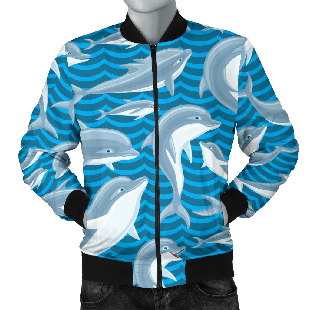 Dolphin Cute Print Pattern Men Bomber Jacket