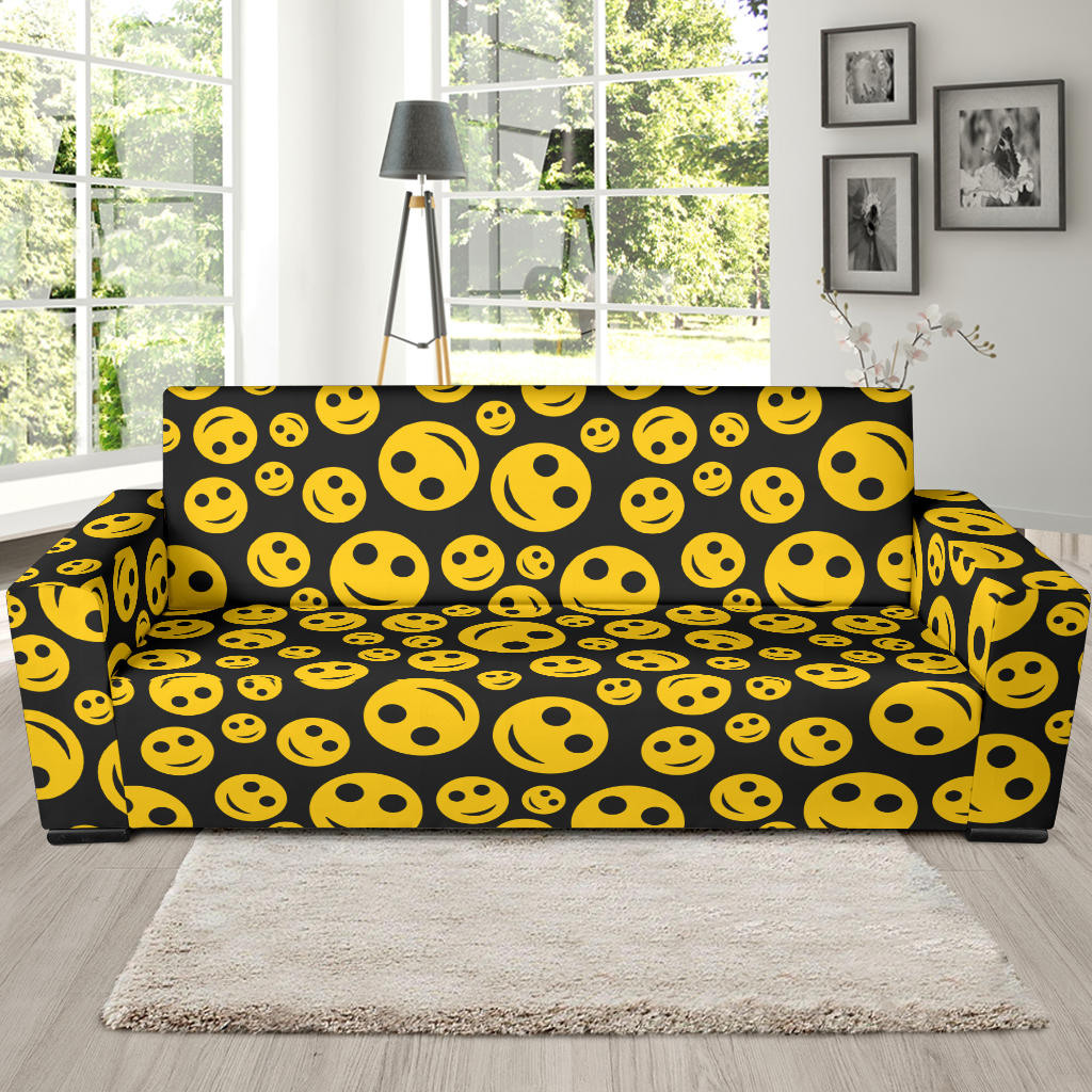 Smiley Face Emoji Print Design LKS304 Sofa Slipcover