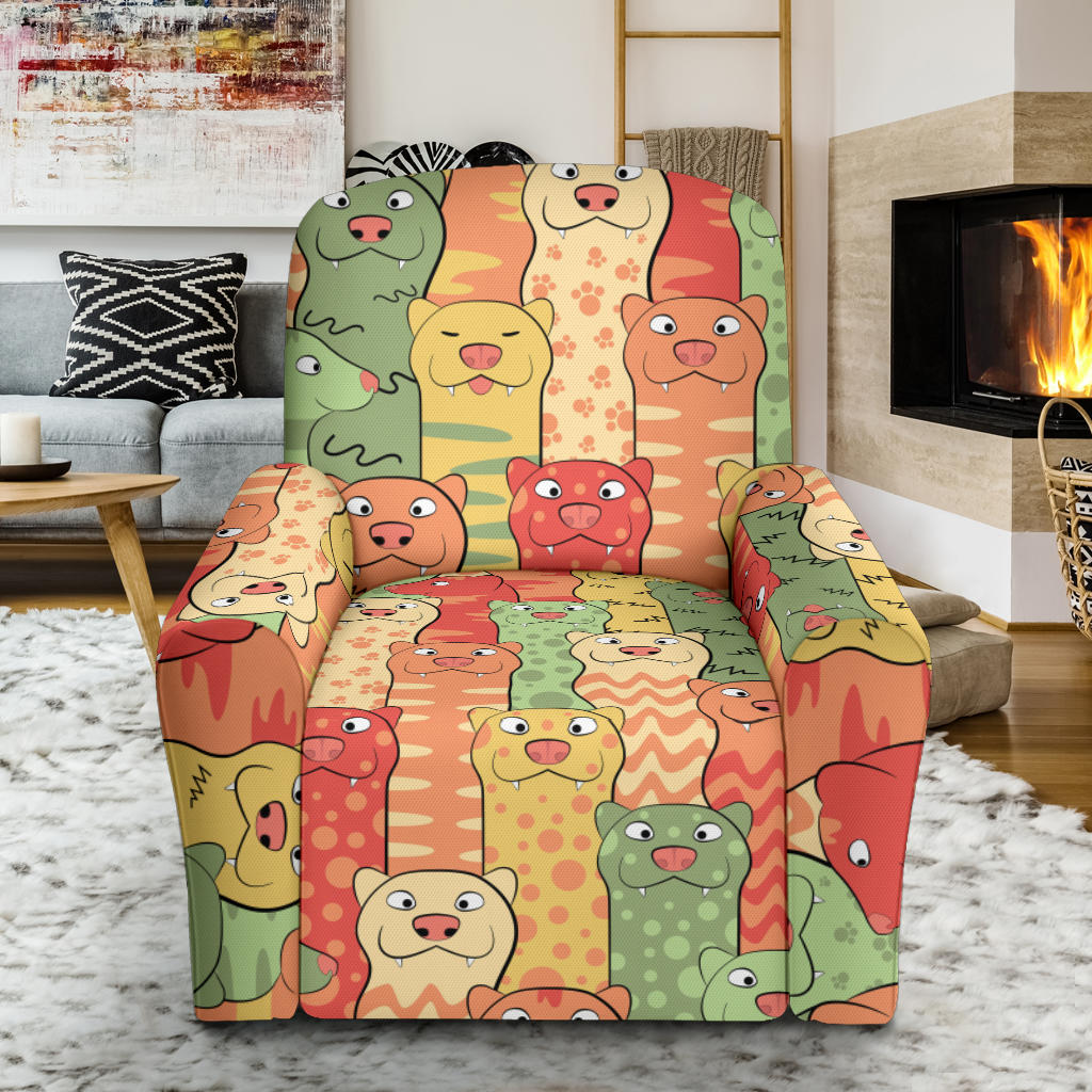 Ferret Pattern Print Design 01 Recliner Slipcover with Pocket