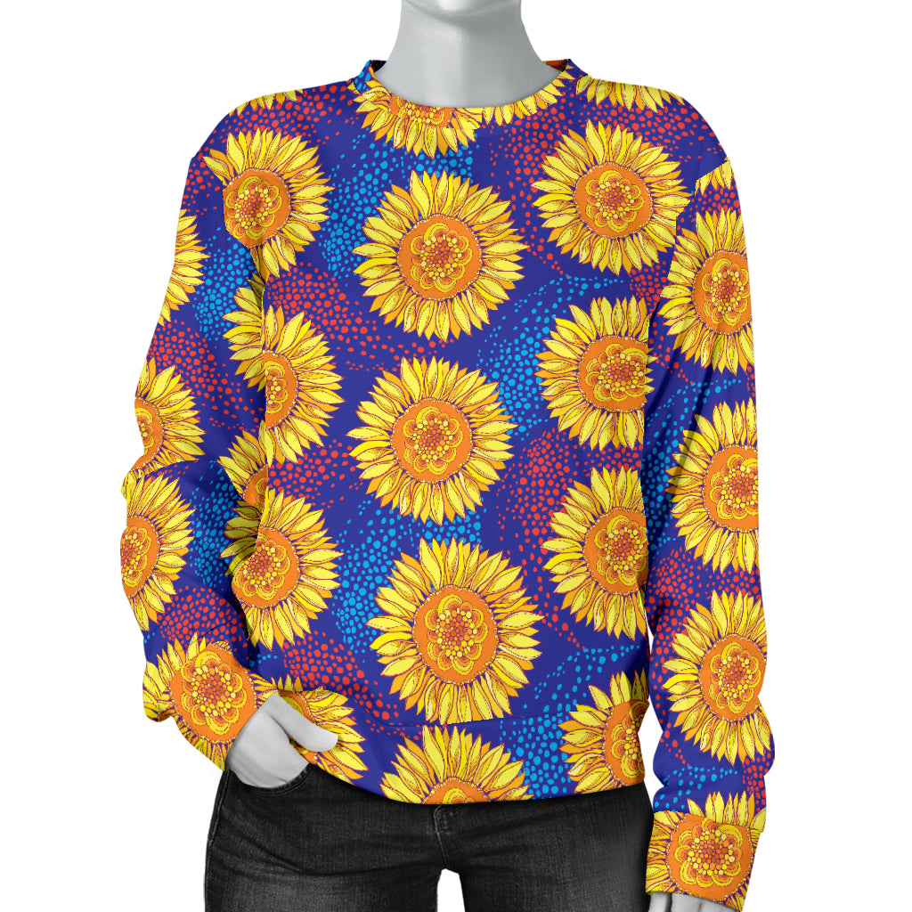 Sunflower Hand Drawn Style Print Women Long Sleeve Sweatshirt