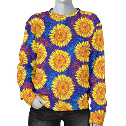 Sunflower Hand Drawn Style Print Women Long Sleeve Sweatshirt