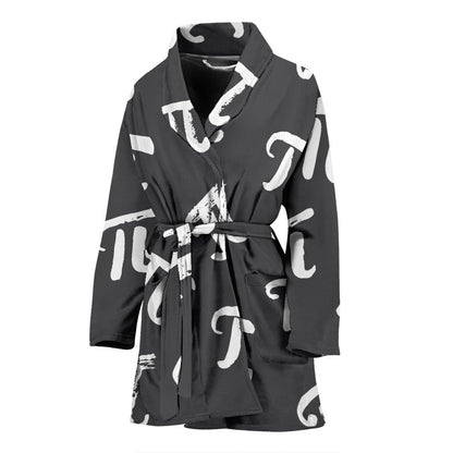 Pi Day Pattern Print Design A02 Women Bathrobe