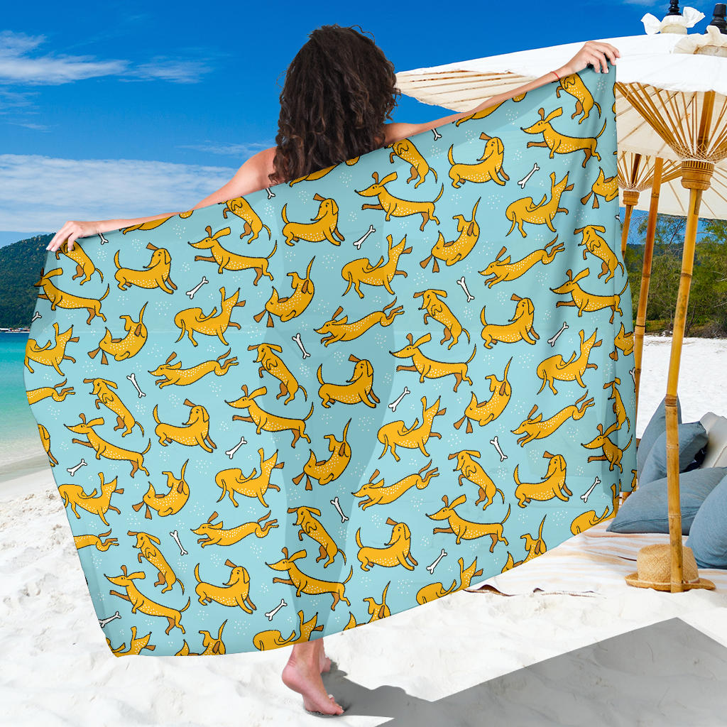 Dachshund Pattern Print Design 08 Sarong Pareo Wrap