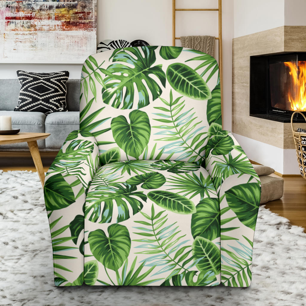 Palm Leaf Pattern Print Design A01 Recliner Slipcover with Pocket