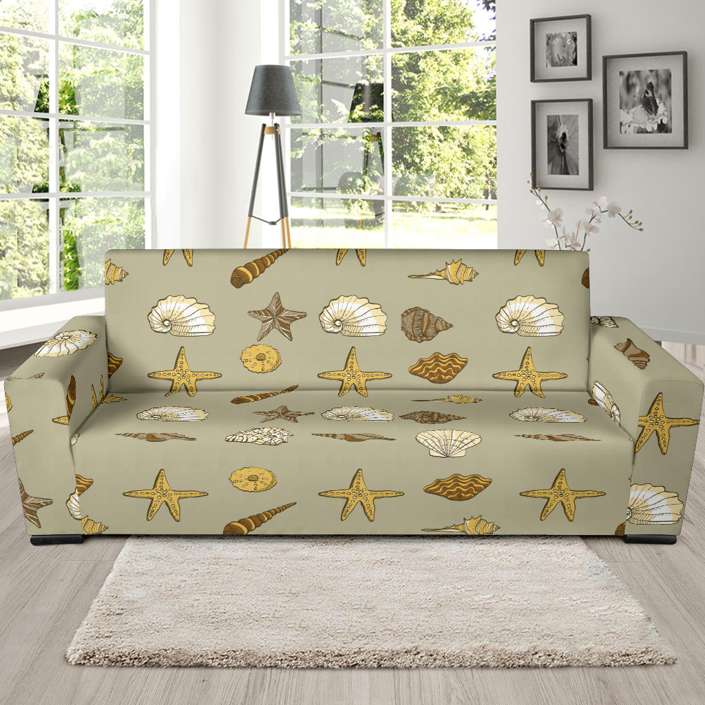 Seashell Beach Print Design LKS303 Sofa Slipcover