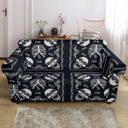 Bandana Skull Black White Print Design LKS306 Loveseat Couch Slipcover