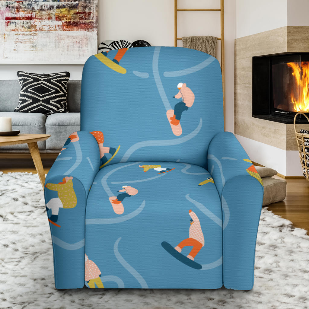 Snowboard Print Design LKS303 Recliner Slipcover with Pocket