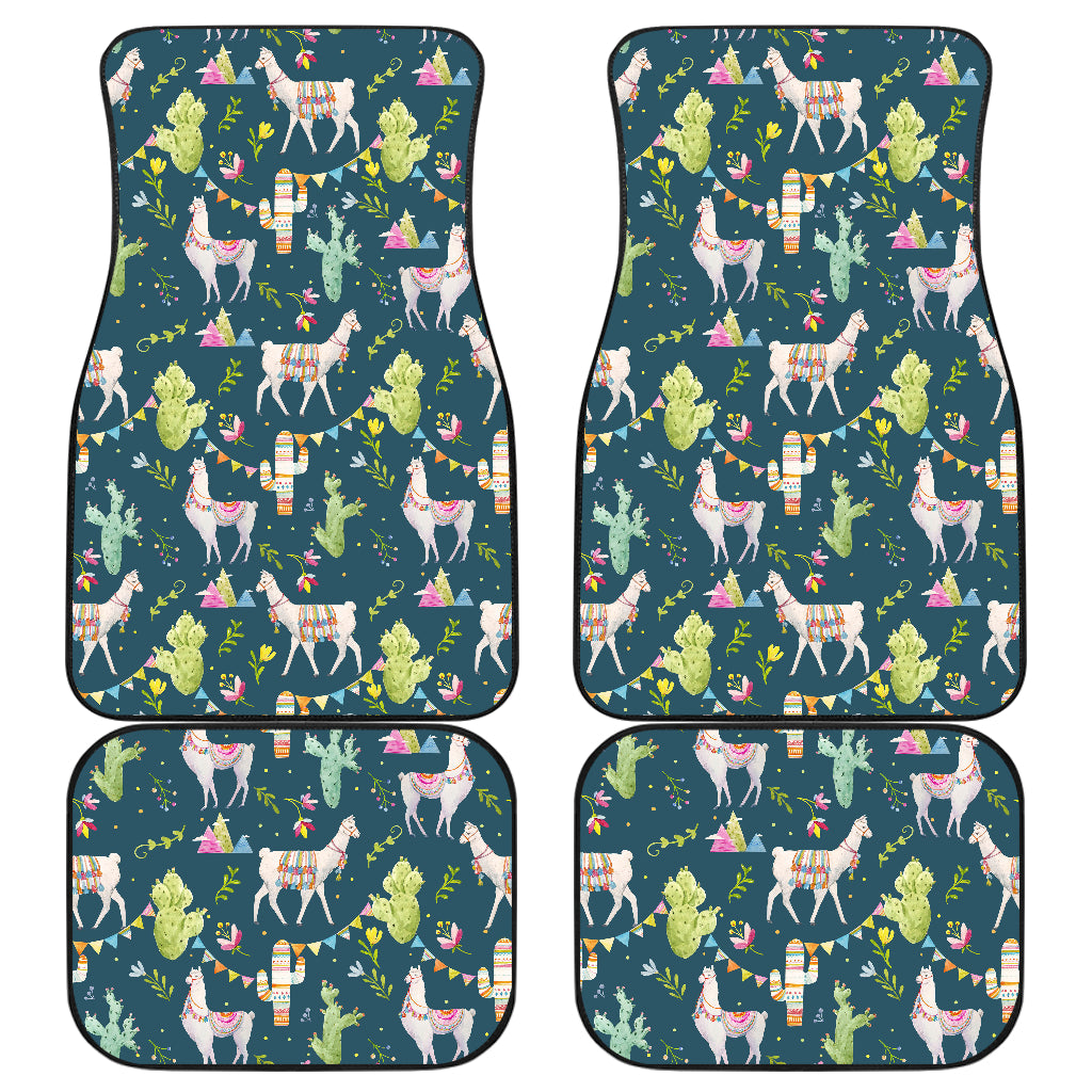 Llama with Cactus Themed Print Car Floor Mats Front Back