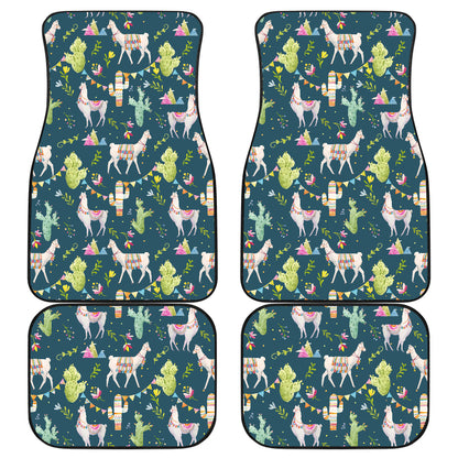Llama with Cactus Themed Print Car Floor Mats Front Back