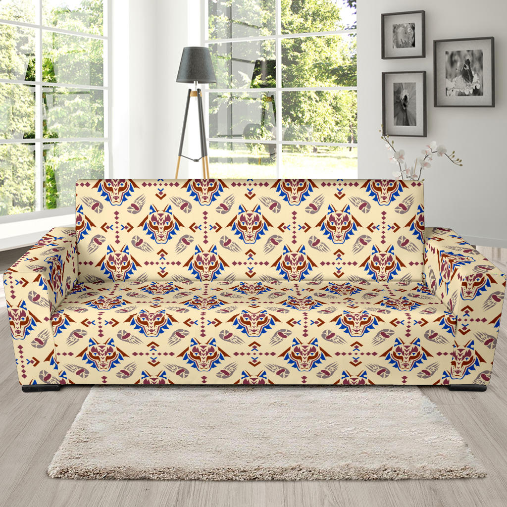 Aztec Wolf Pattern Print Design 03 Sofa Slipcover