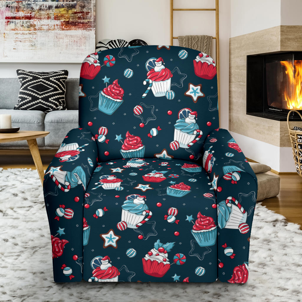 Cupcake Pattern Print Design 03 Recliner Slipcover with Pocket