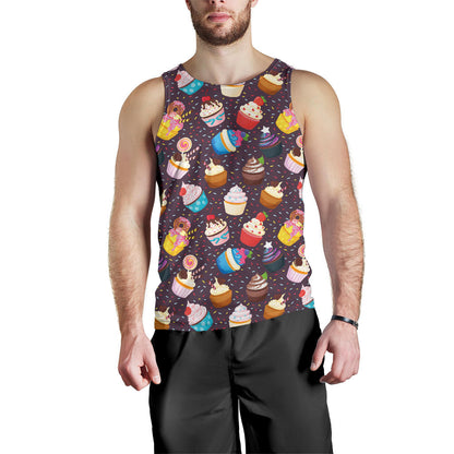 Cupcakes Party Print Pattern Men Tank Top