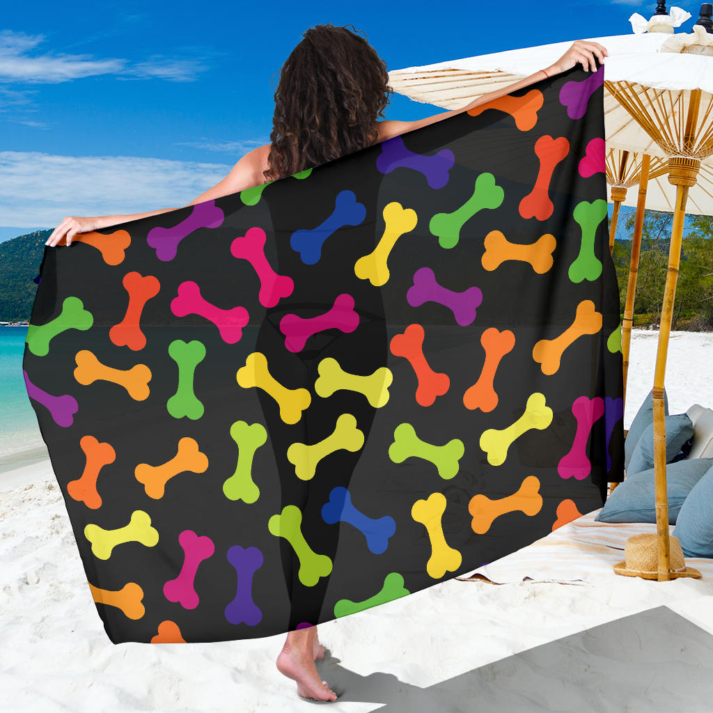 Dog Bone Neon Color Pattern Print Design 02 Sarong Pareo Wrap