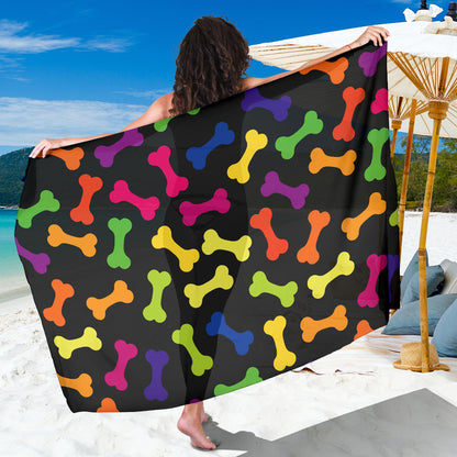 Dog Bone Neon Color Pattern Print Design 02 Sarong Pareo Wrap